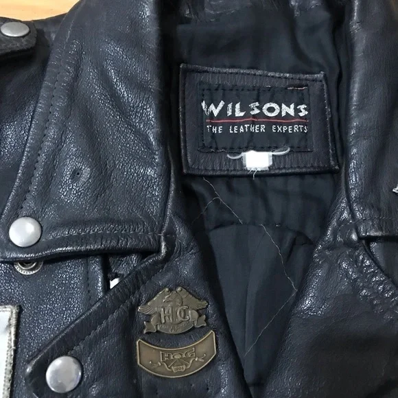 VTG Wilson’s Harley Davidson Owners Group Patches Leather Jacket - Picture 11 of 13